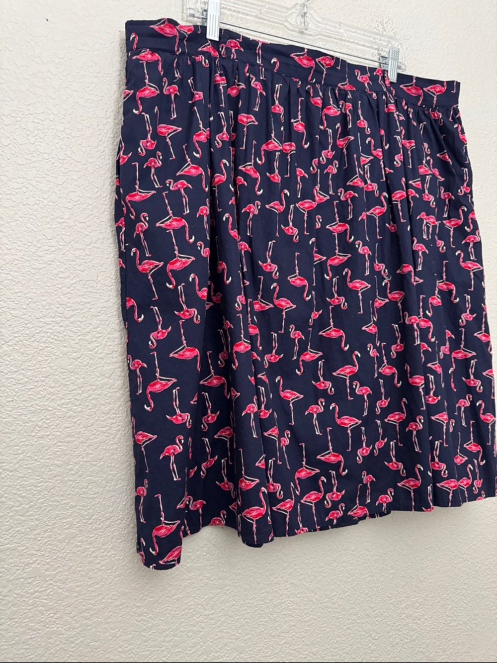 Modcloth Flamingo Print Skirt Navy Blue Size 2X Cotton Lined - Picture 4 of 12